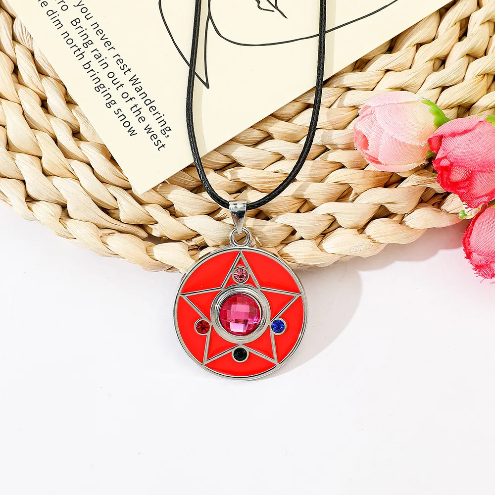 Cute Anime Cartoon Time Gem Necklace Fashion Rope Chain Jewelry Accessory for Girls Cosplay Party Props Gift