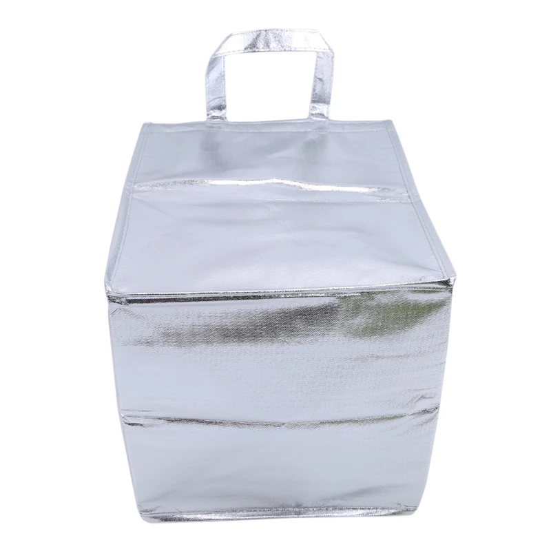 Insulated Thermal Cooler Bag Lunch Time Cake Sandwich Drink Cool Storage Big Square Chilled Tin Foil Food Bags Coffee 1Pc Silver