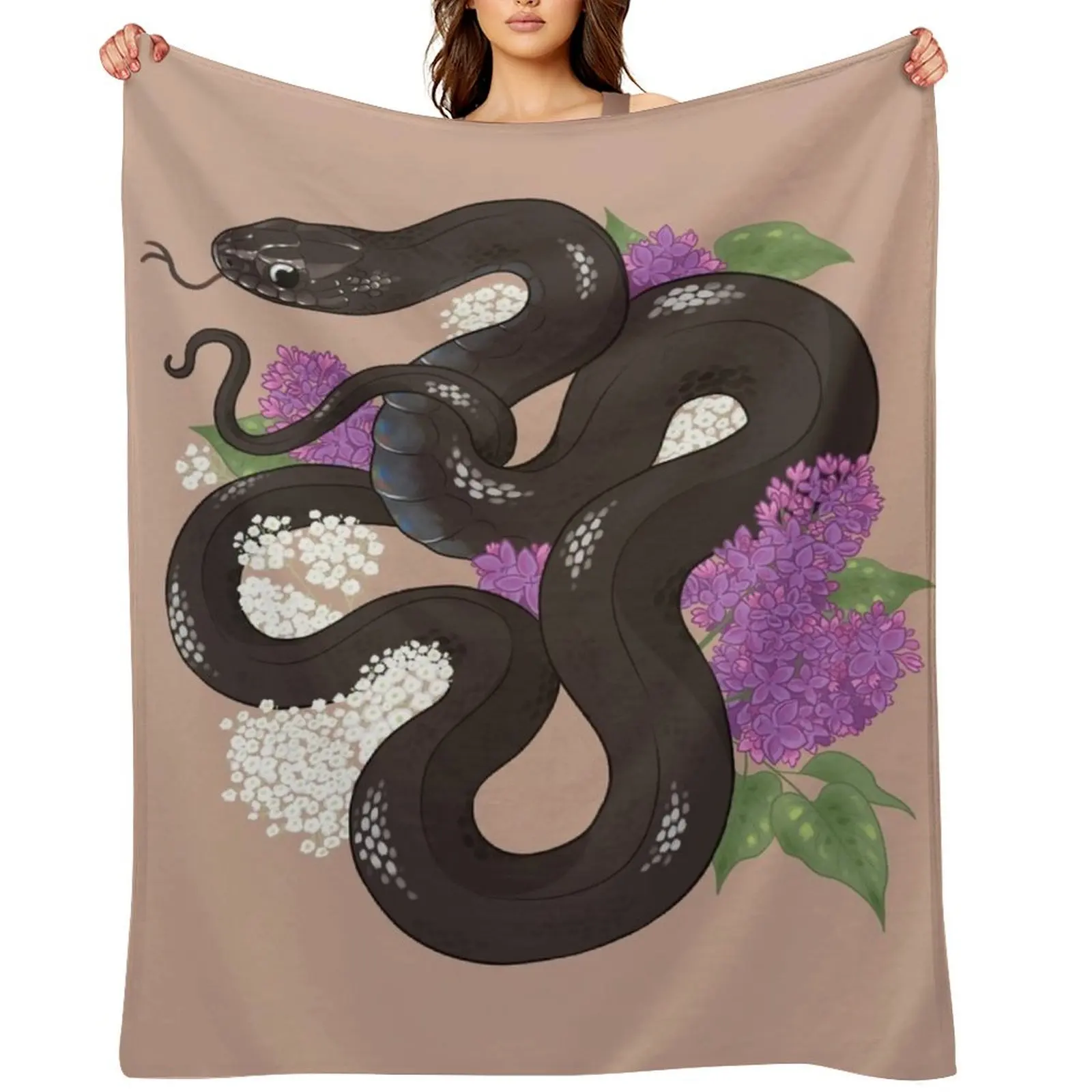 

Mexican Black Kingsnake and Lilacs Throw Blanket for winter Single Blankets For Baby Luxury Throw Blankets
