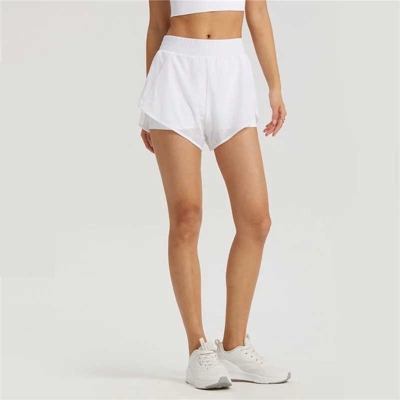 Solid Color Mesh Women Sport Short Soft Fitness Yoga Short Quick Dry Cycling Comprehensive Training Jogging Loose And Breathable