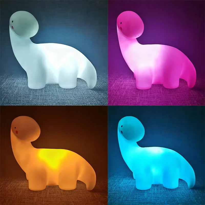 

Pop Cute LED Night Light Bear Unicorn Dinosaur Rabbit Cartoon Animal Bedside Lamp For Children Bedroom Yellow Blue Pink White Li