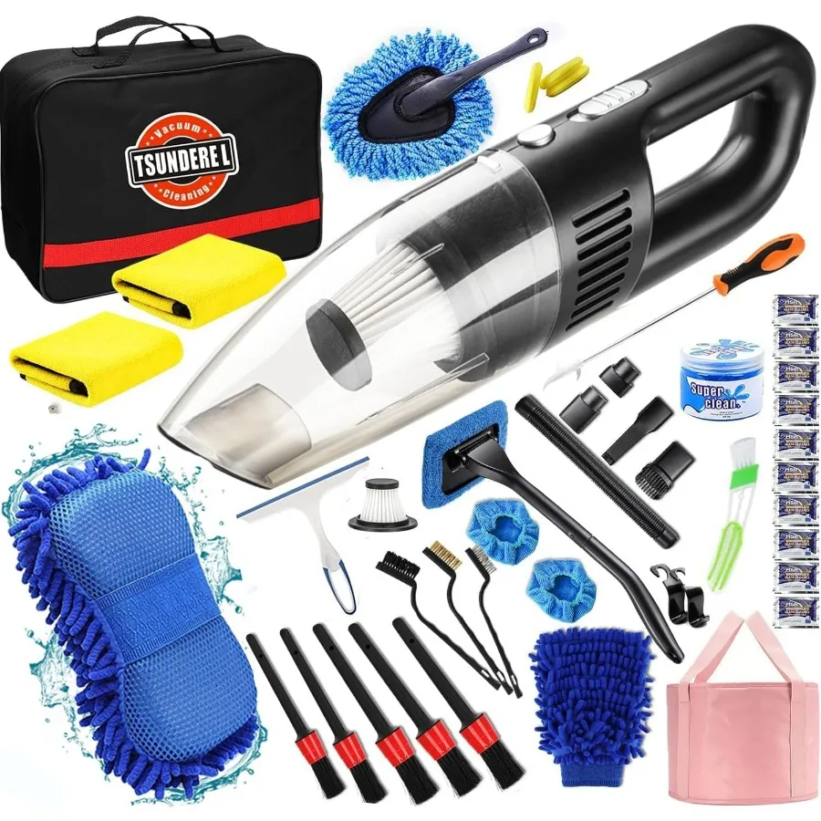 

Набор для чистки автомобиля, 51 шт., ручной пылесос с всасыванием 8000 Па, набор для детализации салона автомобиля с набором кистей для детализации, детализация автомобиля