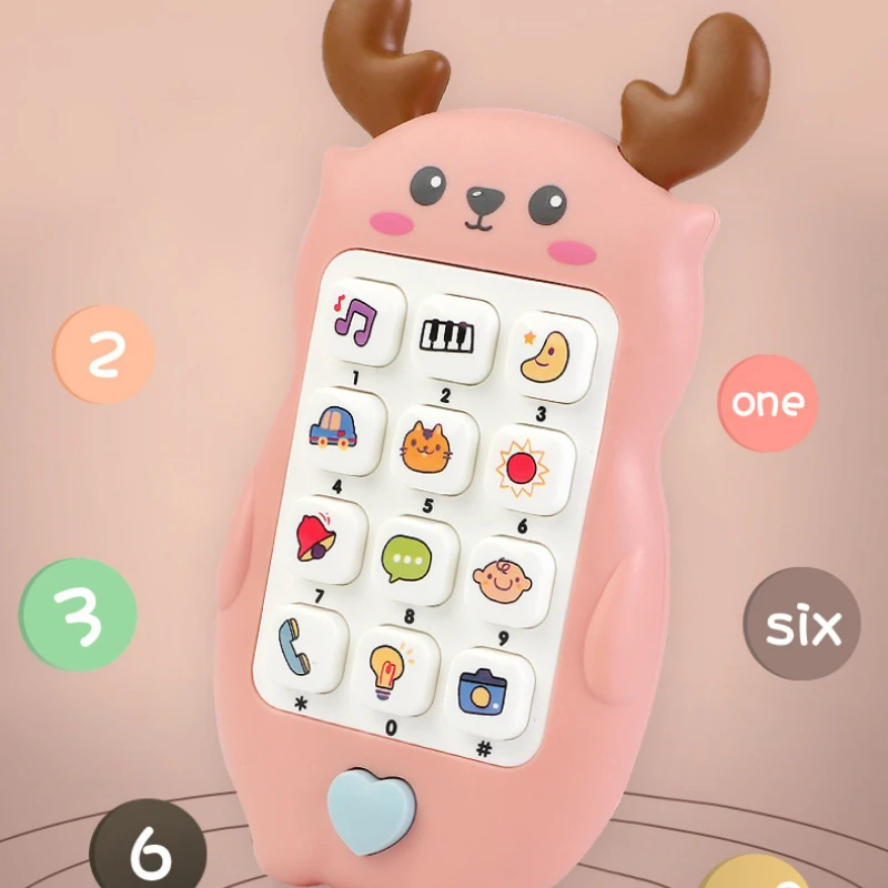 Baby Cartoon Deer Simulation Mobile Phone Toy, Children's Music Early Education Story Machine, Learning Puzzle Toys for Kids