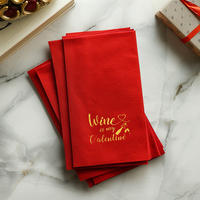 50Pcs  25x25CM  3-layer Gold foil napkin Happy Valentine's Day, disposable napkins