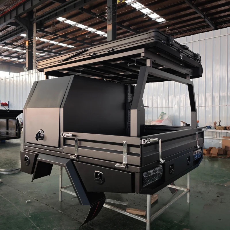 High Quality Custom Double Cab Removable Ute Tray Canopy With Rooftop Tent for Hilux Ranger Pickup