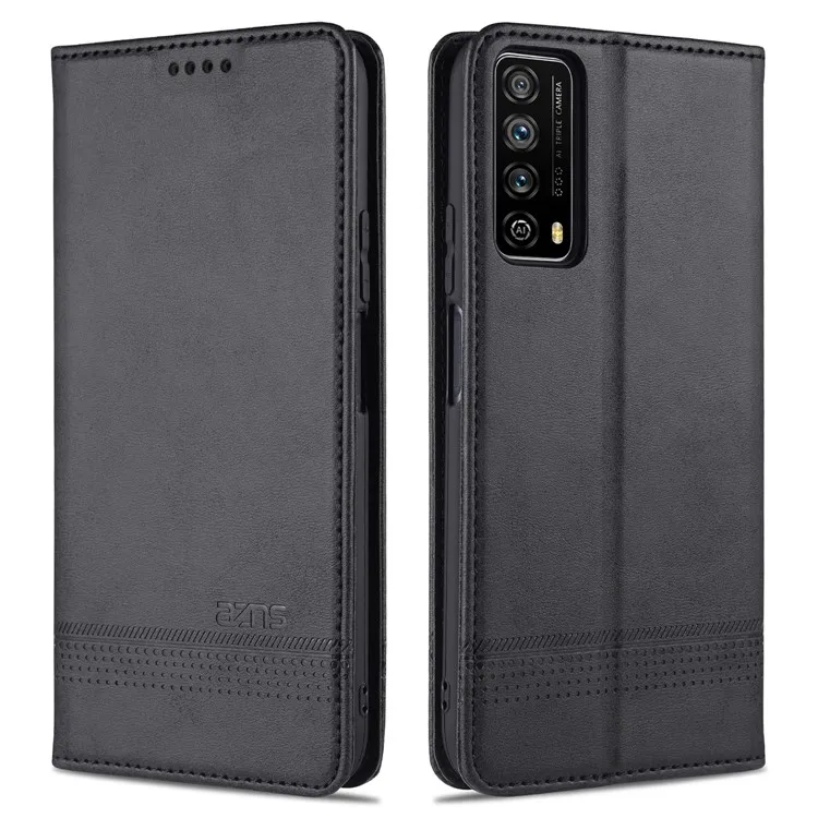 

AZNS Stand Wallet Auto-absorbed Magnetic Leather Case for Huawei P smart 2021/Y7a - Black
