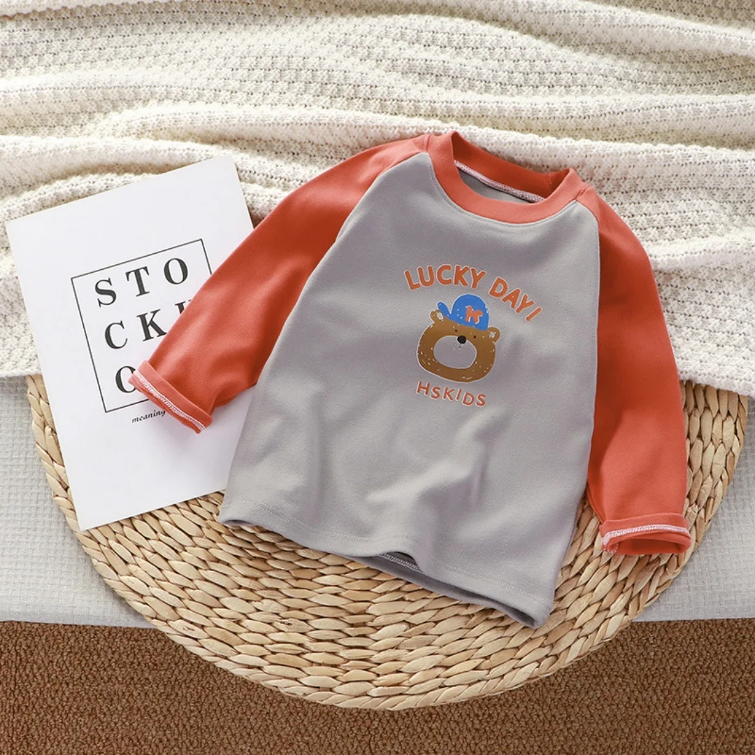 1-10 Jahre Herbst Kinder Fake-Zweiteiler Langarm-T-Shirt Baumwolle Gestreifte Oberteile für Jungen Mädchen Farbblockierung Warmes Kinder-Basis-T-Shirt – Detail 14