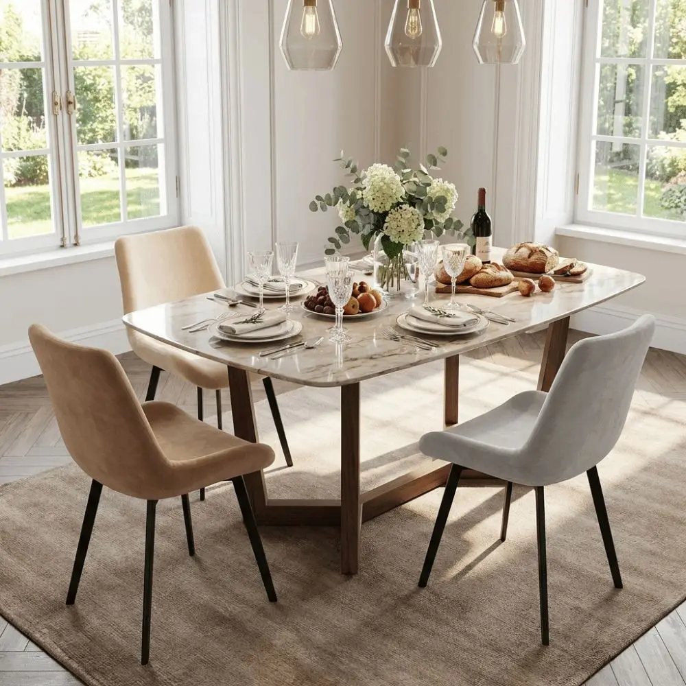 Velvet Dining Room Chair Covers Elastic Full Coverage Short Back Cover Dust-proof Stretchable Stretch Slipcovers Kitchen Use