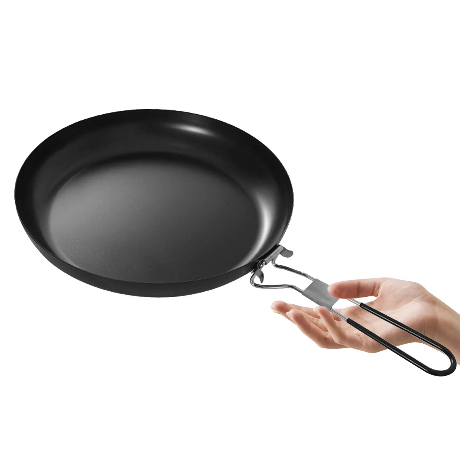 9 Inch Non-Stick Camping Frying Pan with Foldable Handle for Outdoor Cooking Grilling Steak…