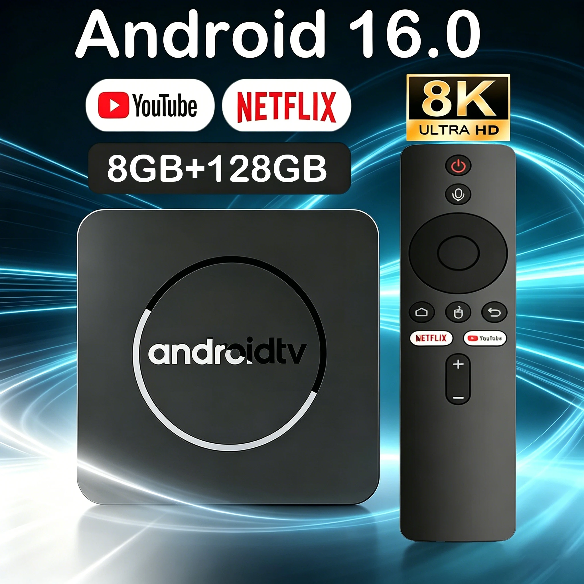 Decodificador Q10 Smart TV Android 16 Allwinner H313 8GB+128GB 8K Ultra HD Bluetooth 6.0 con Asistente de Google