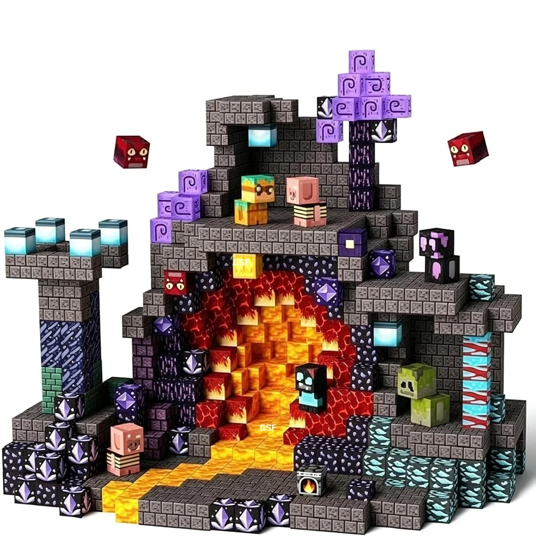 

Magnetic Building Block Bricks Toy Mine Stacking World Creative DIY Model Build Set STEM Educational Kids Gifts for Boy Girls