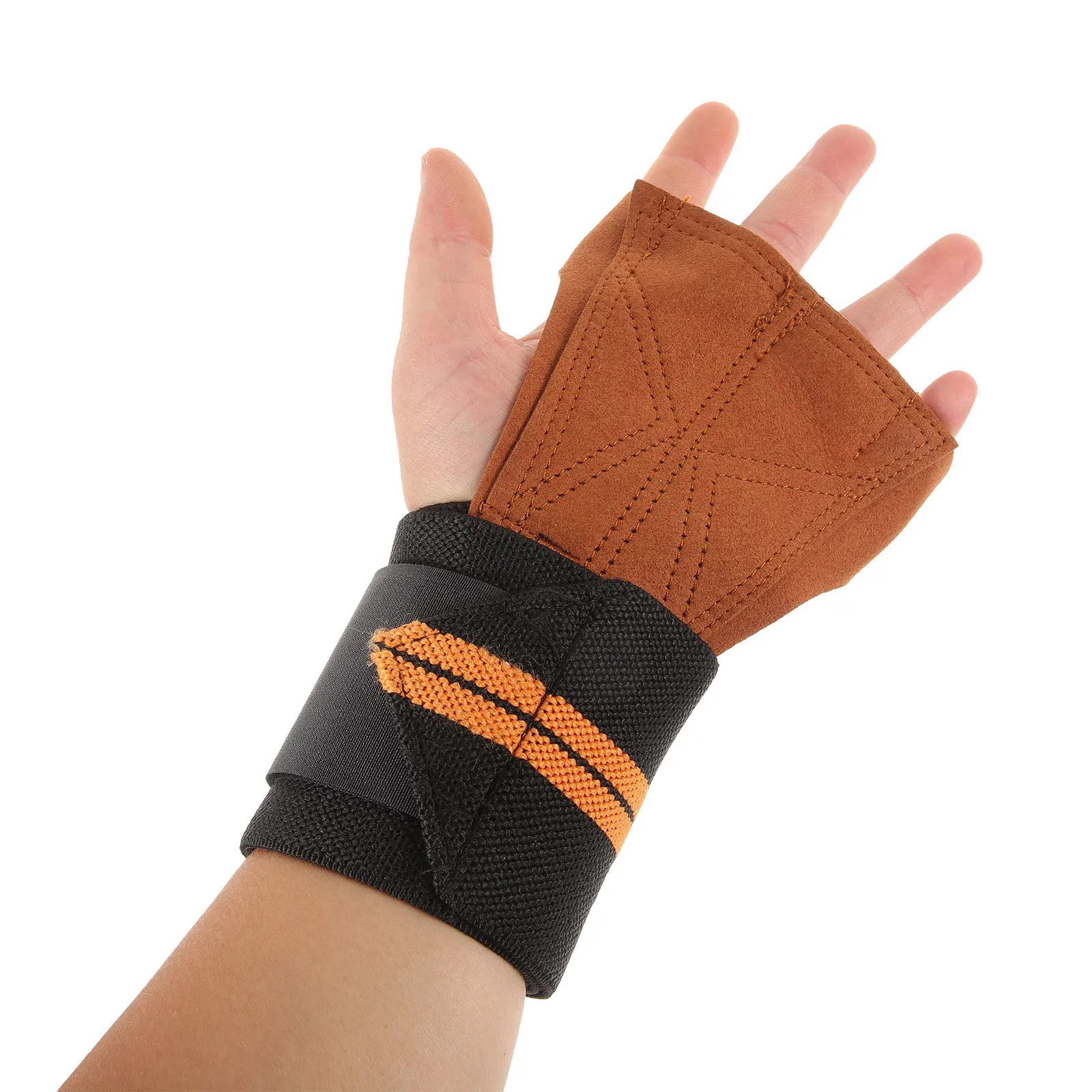 

1 Pair Fitness Gloves Workout Protective Weight Lifting Gym Polyester Women Men Brown M Size Anti Slip Exercise Gloves Gym Strap