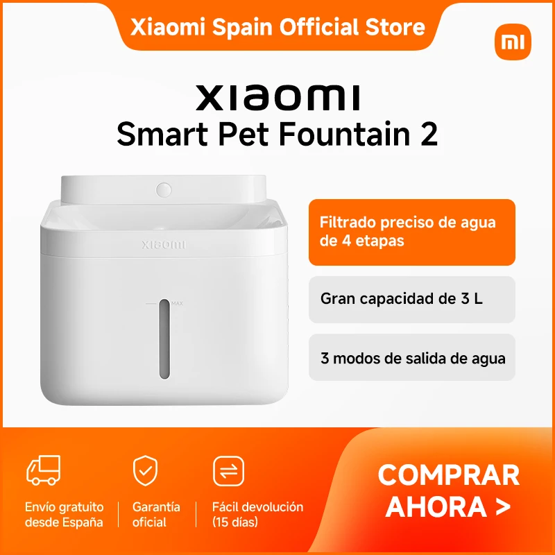 Official | Xiaomi Smart Pet Fountain 2 Inalámbrica con una batería de larga duración para una hidratación saludable y continua Duración de la batería de 100 días Filtrado preciso de agua de 4 etapas Gran capacidad de 3 L