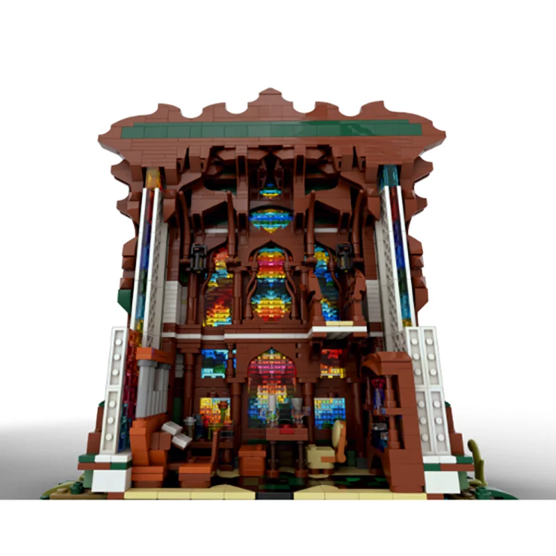 Modelo Medieval Moc, ladrillos de construcción, poción, casa, castillos verdes y rojos, bloques tecnológicos, juguete DIY de Navidad, regalos de construcción