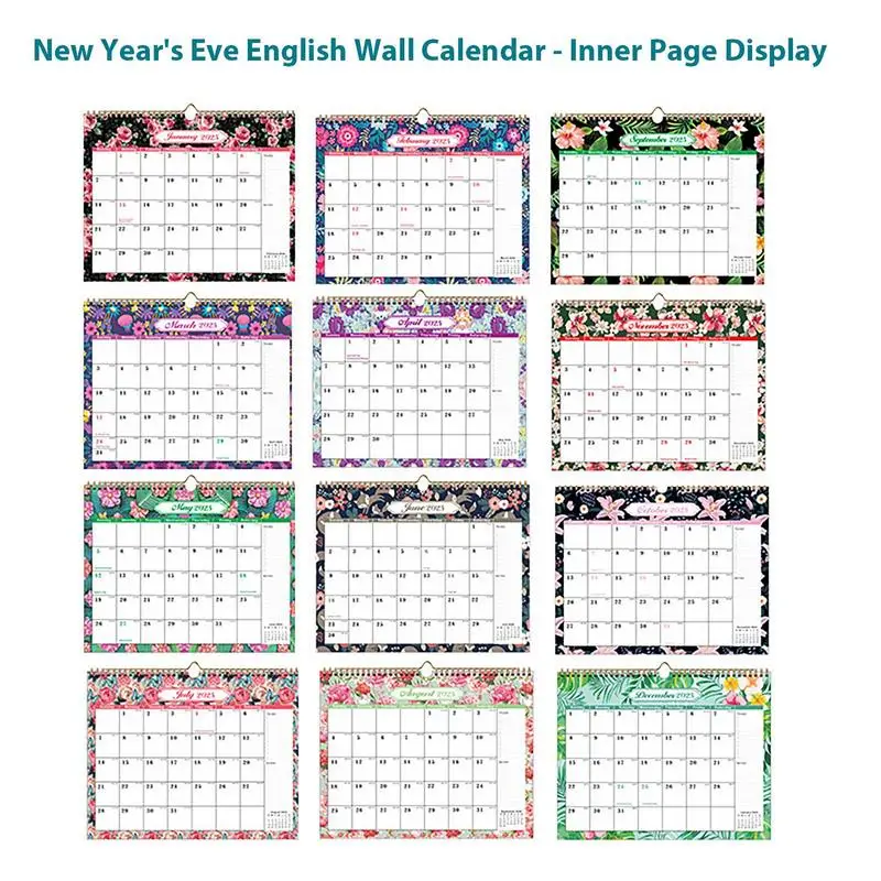 تقويم زهور حائط للمدرسة المنزلية ، تقويمات متدلية مع الأعياد الدولية ، الإنجليزية ، ، ، من من من من من من