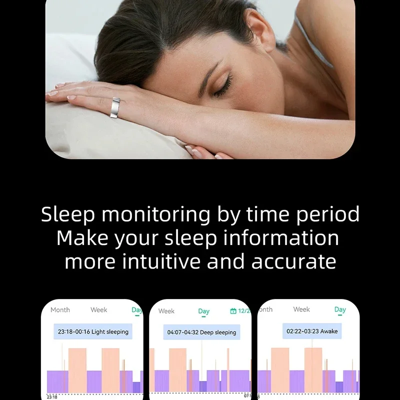 2024 Anello Intelligente Salute Frequenza Cardiaca Ossigeno Nel Sangue Monitor Del Sonno Sport Impermeabile IP68 Smart Controllo Foto Per Uomo Donna Smartring