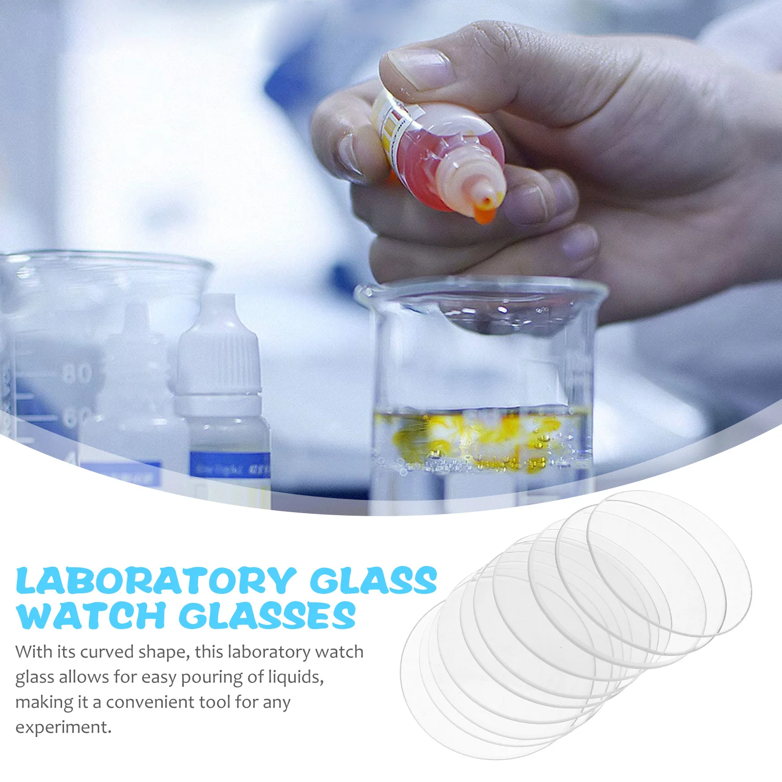 

10 Pcs Chemical Experiment Glass Lens Clear Watch Glasses Beaker Beakers Glassware Clock Replacement
