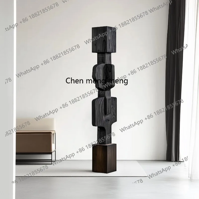 

Wabi sand wind wood carving floor decoration tea room hotel lobby soft decoration sculpture decoration