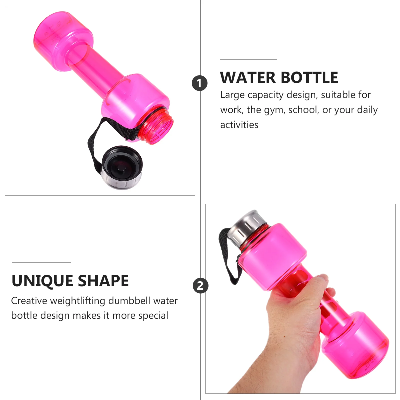 

1Pcs Dumbbell Shaped Water Bottle Large Capacity Sports Kettle Fitness Drinking Bottle Portable for Exercise Daily Use