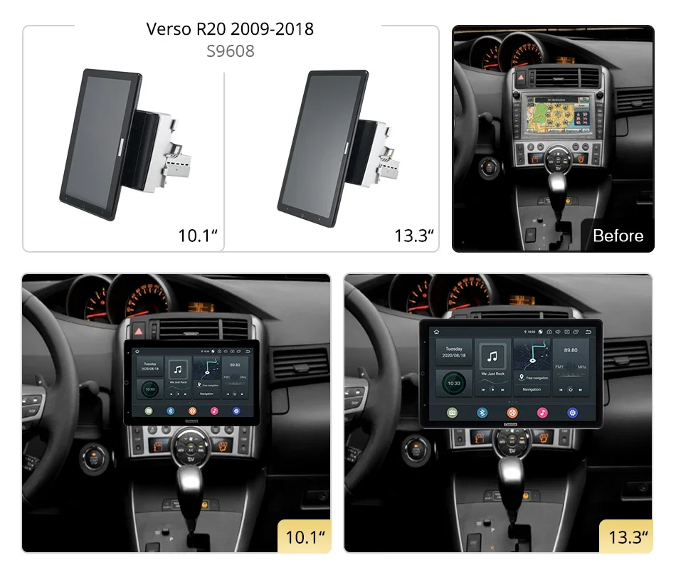 Tesla Style PX6 Android 10 Car Multimedia Video Player GPS Navigation Auto Rotatable Stereo For Toyota Verso R20 2009-2018 Radio