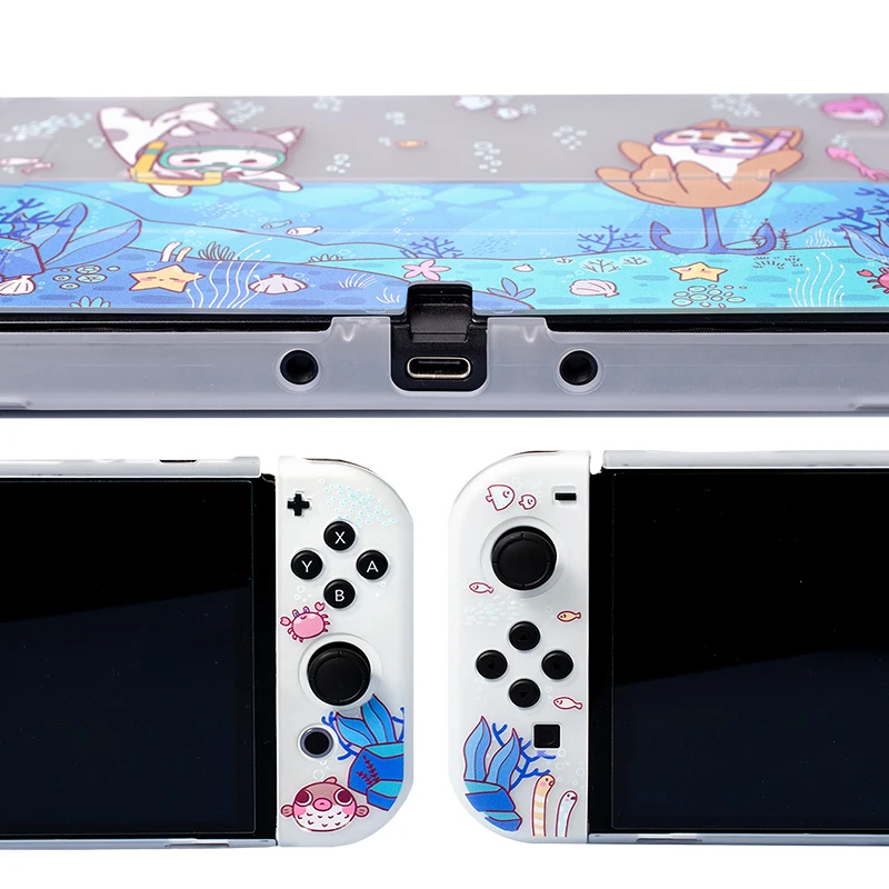 Funda OLED para Nintendo Switch, carcasa dura mate, transparente, Joy-con dividido, 2023