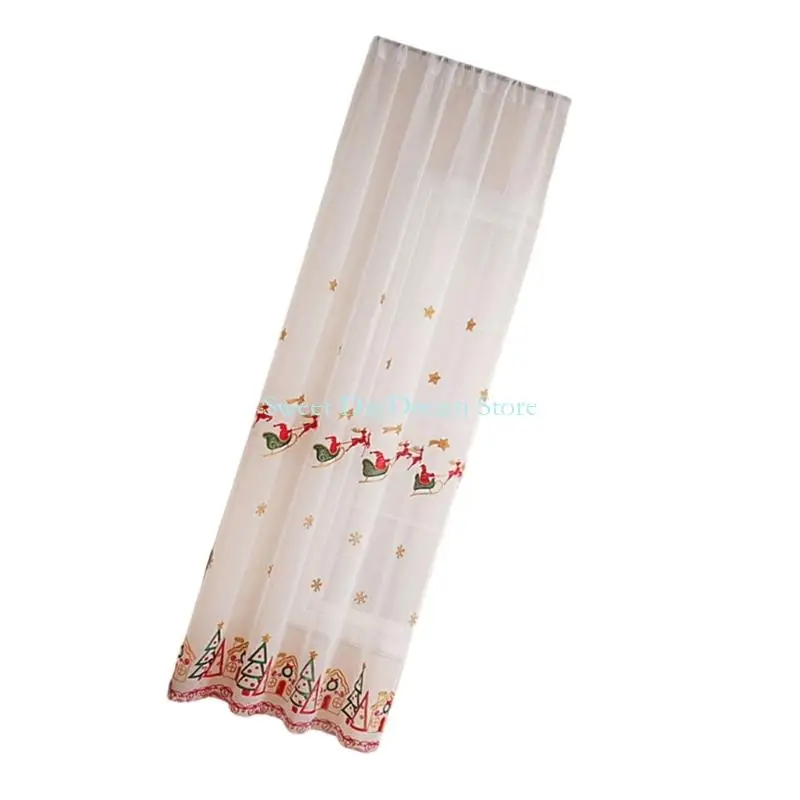 Y88C Decorative Christmas Curtains Lightproof Easy Installation Machine Washable