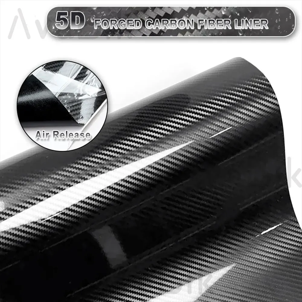 Car Body Sticker Gloss Black 5D Carbon Fiber Vinyl Wrap Film Car Wrap Foil Computer Skin Cover Motorcycle With Air Release
