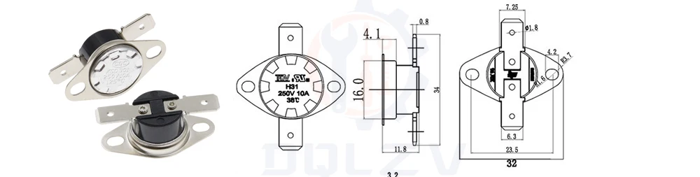 Bimetal thermostat KSD301 0C~350C Temperature Switch Thermal Control 75C 85C 95C 105C 125C 135C 145C 180C 250C 300C 350C Degree