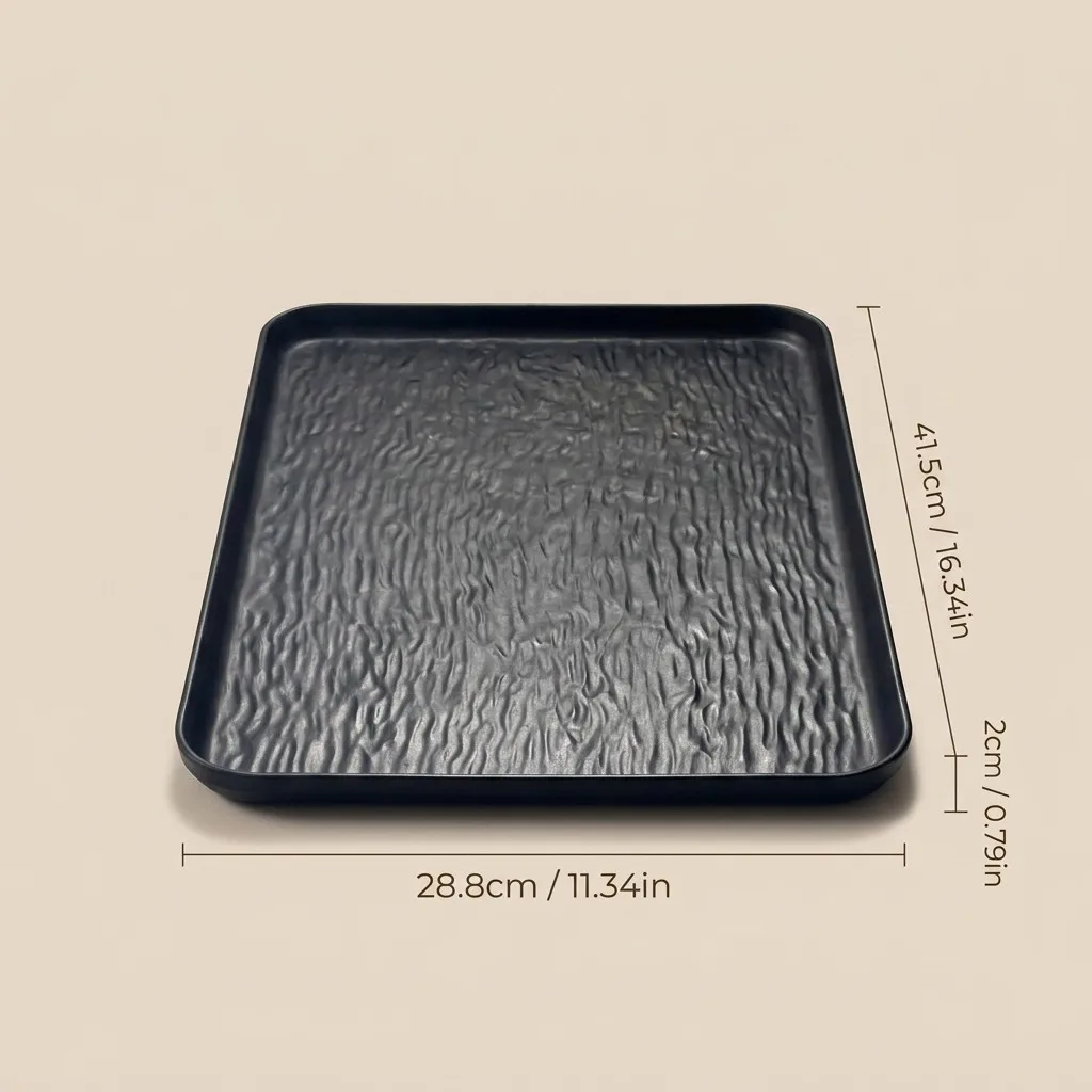 Kunststof decoratieve dienbladen, antislip, voor het serveren van eten, thee en koffie, stapelbaar, keukenopbergorganizer, ontbijtdienbladen met verhoogde rand, PP