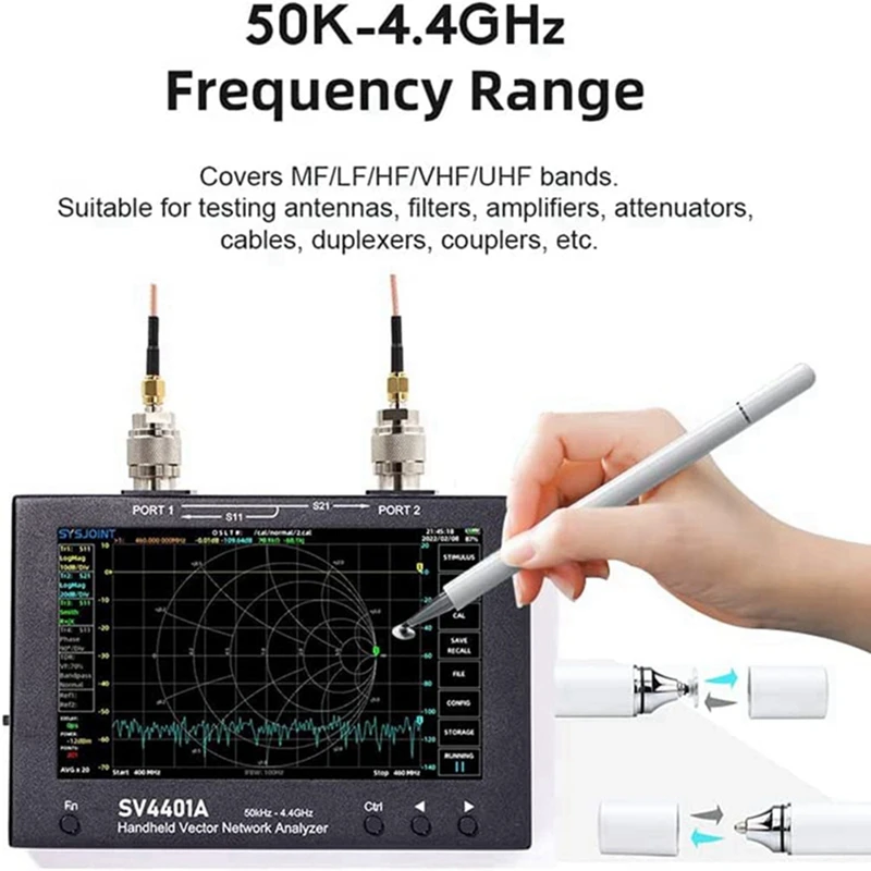 7-Inch Large Touchscreen 50Khz-4.4Ghz Vector Network Analyzer Hf VHF Uhf Antenna Analyzer SV4401A Update Nanovna Network Tester