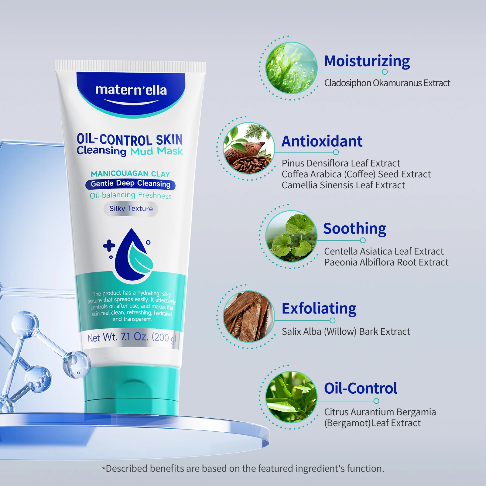 Matern'ella Manicouagan Clay Mud Mask – Oil Control & Deep Pore Cleansing for Sensitive Skin