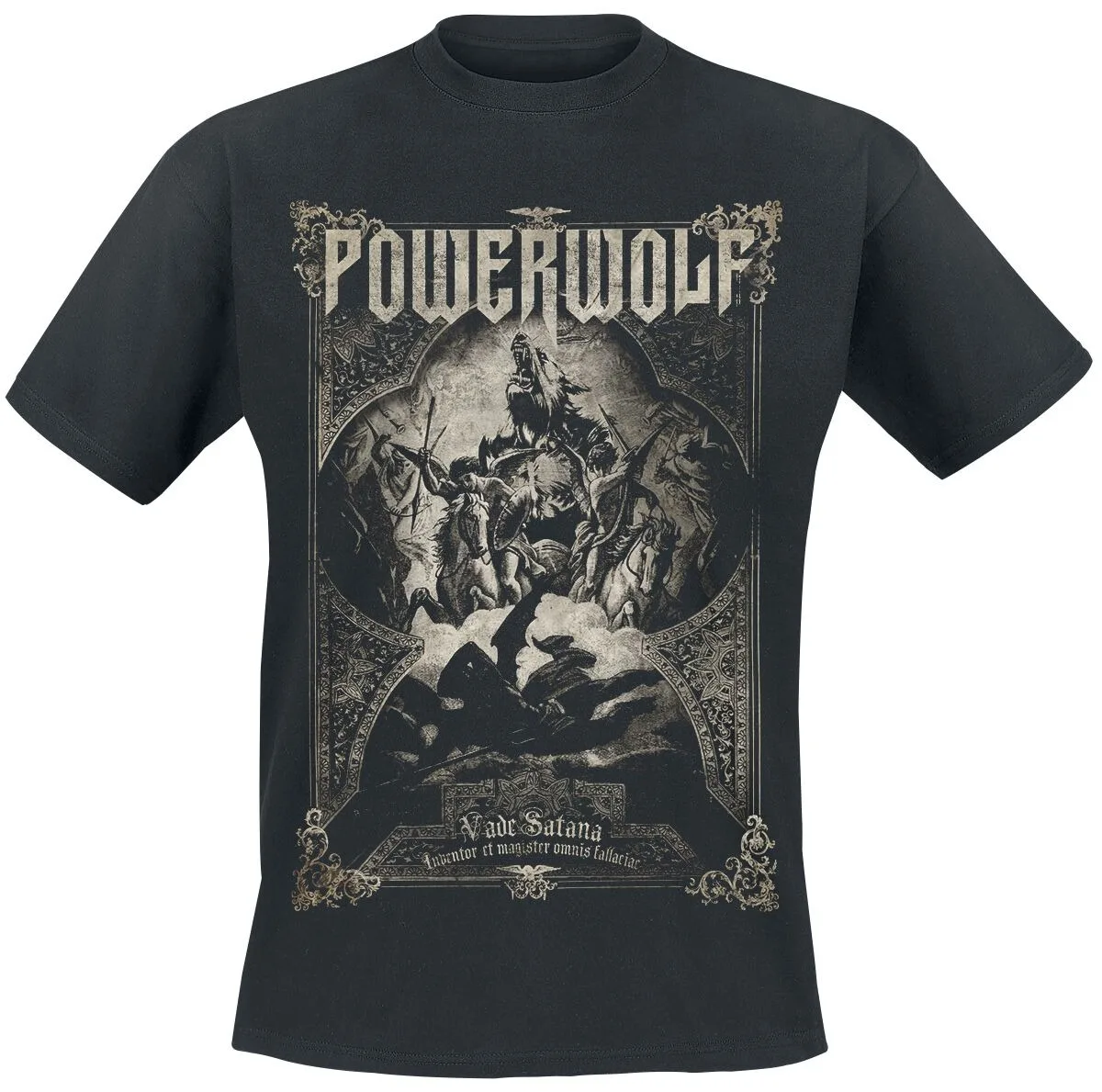 Camiseta de algodón unisex Powerwolf Vade Satana, estampado vintage de escena de guerra, camiseta informal de banda de rock heavy metal