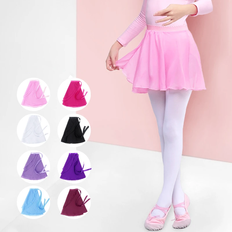 Jupe de Ballet pour enfants et adultes, en mousseline de soie, couleur Pure, imprimé Floral, pratique, Tricot, robe de danse pour femmes