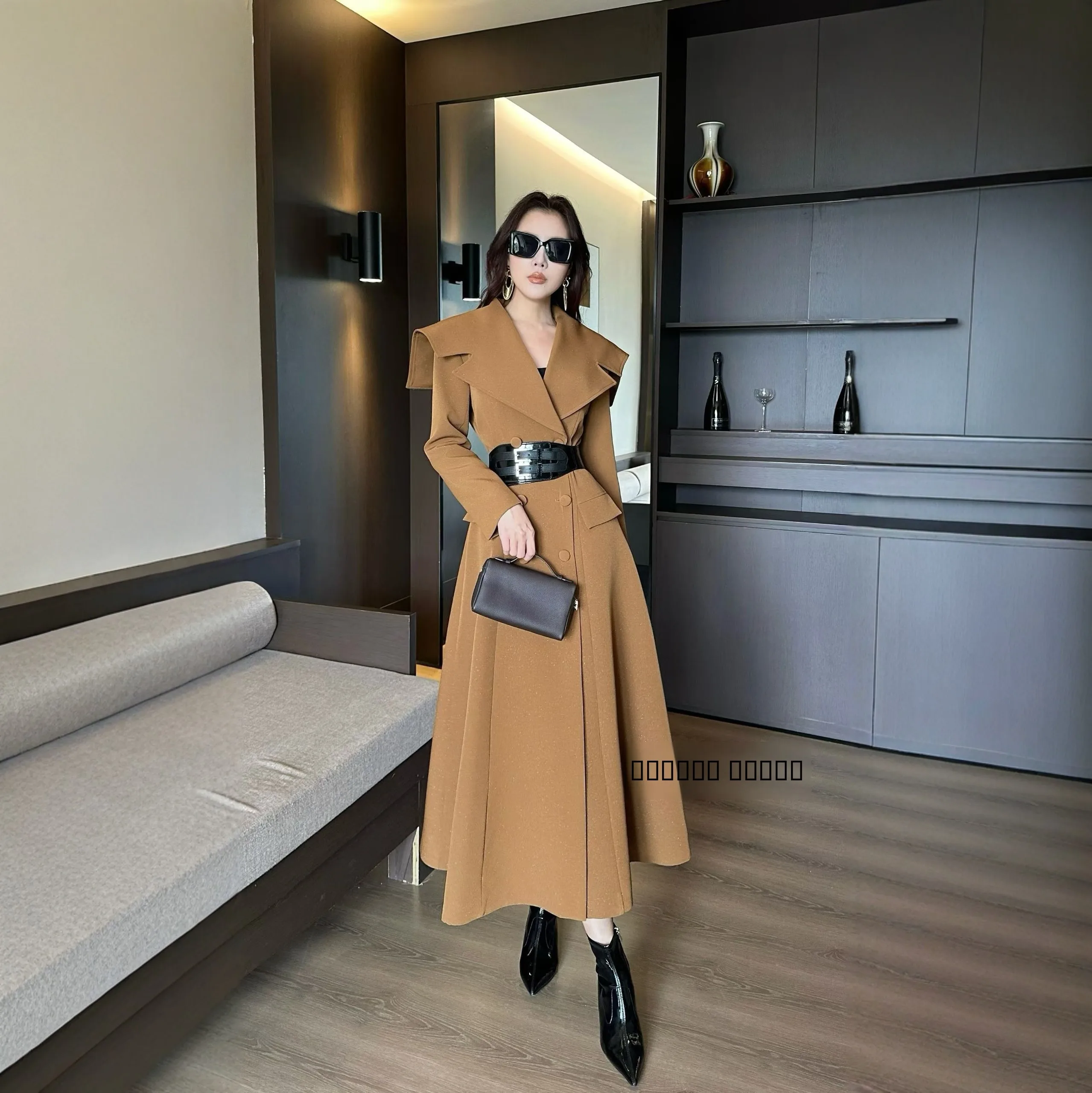 

Ele Spring New Design Long Sve Windbreaker Dr Women's Versatile Slimming Faionable Lady Sle Cotton Nylon Fabric