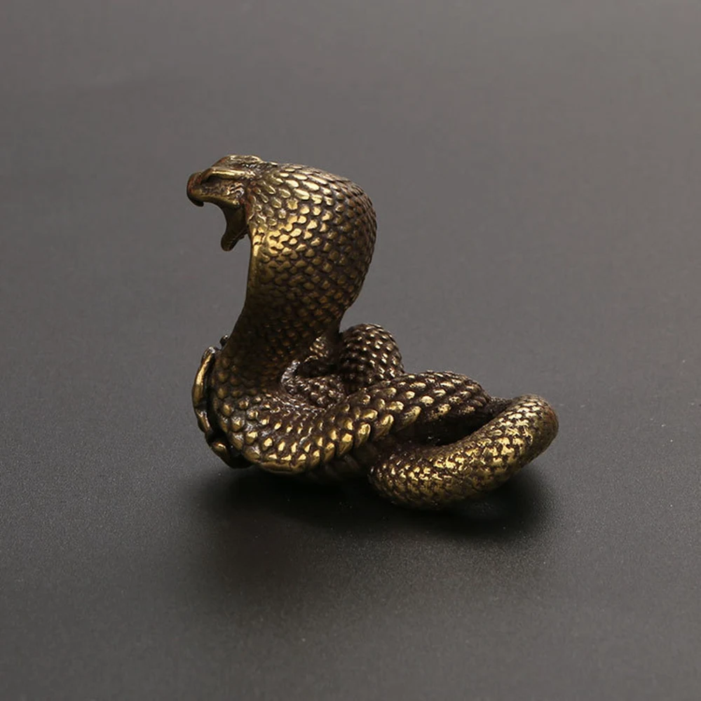 New Cobra Statue Ornament Zodiac Snake Miniature Figurines Copper Desktop Decoration Tea Pets Decor Accessories Craft