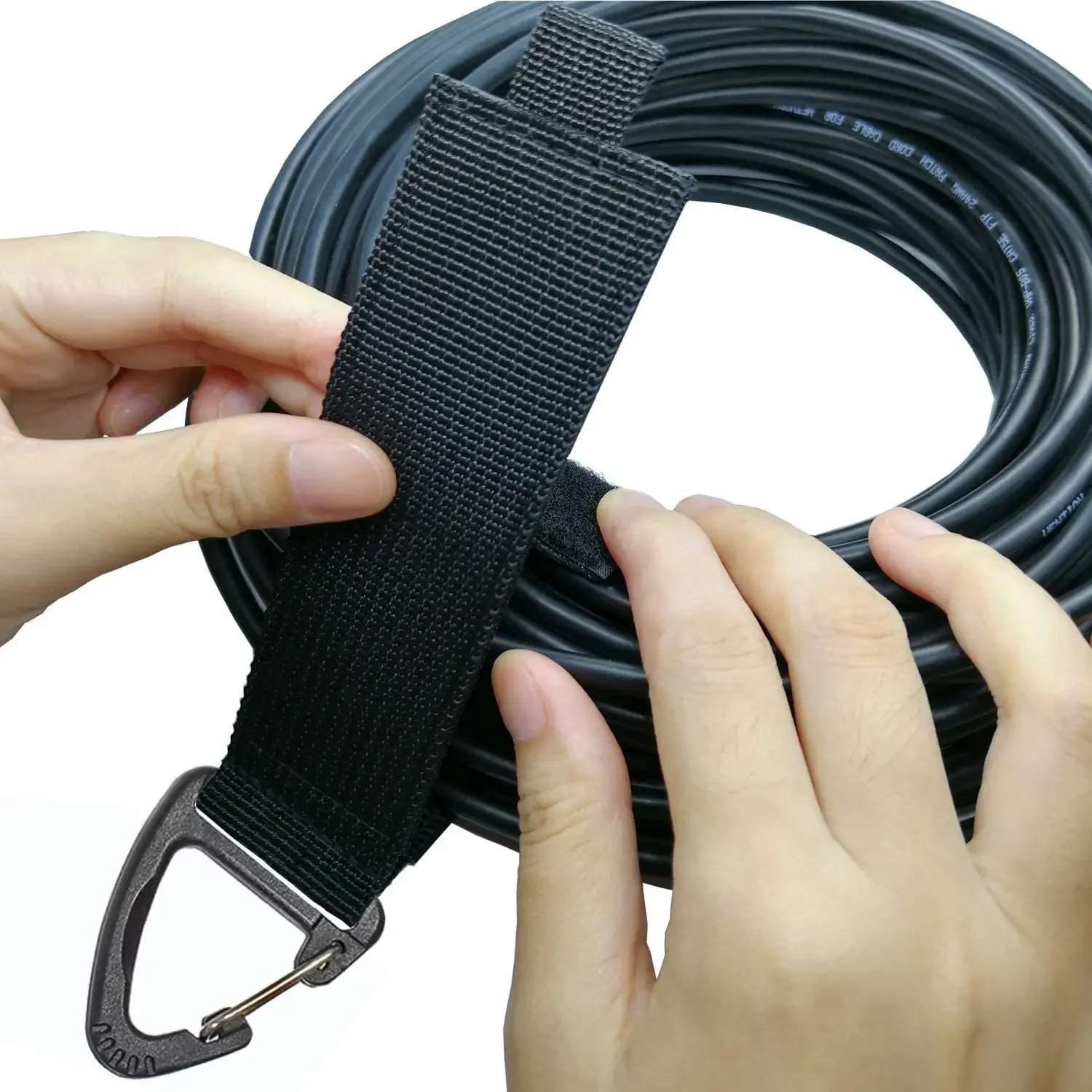 2PCS Heavy Duty Storage Strap High Density Braided Tape Hose Cable Storage Tie Down Dirt Buckle Velcro Tie Downs