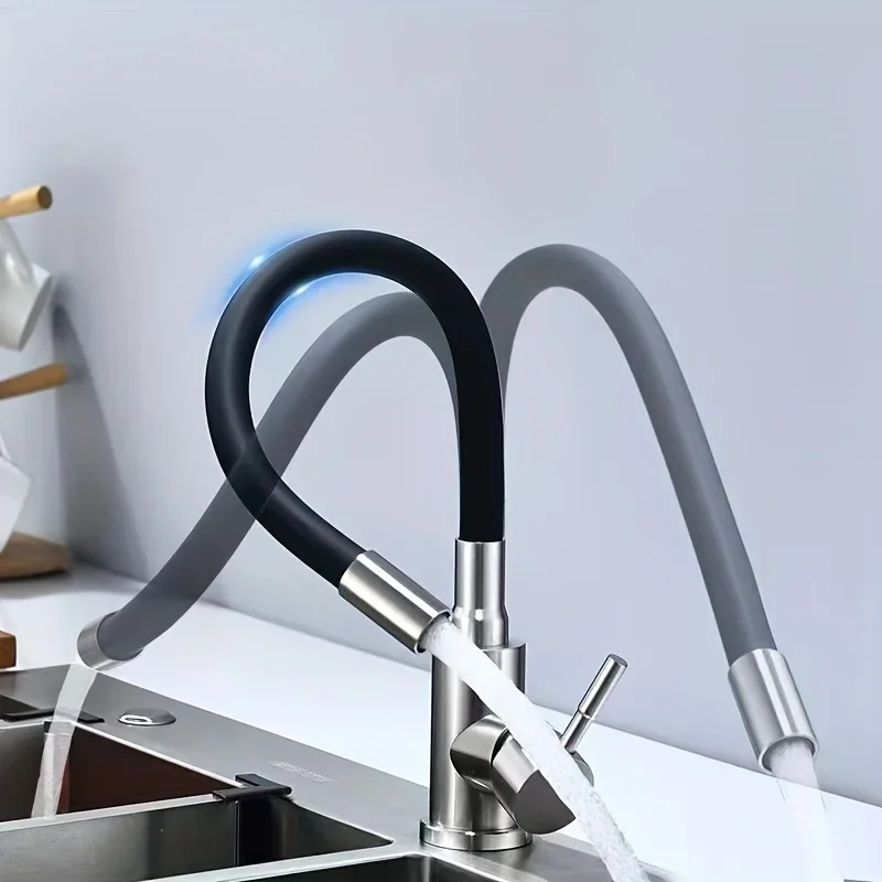 Flexible Faucet Hose Extender with Swivel Connector - Splash Proof Rotatable and Extendable Hose Suitable for Kitchen 11.81inch