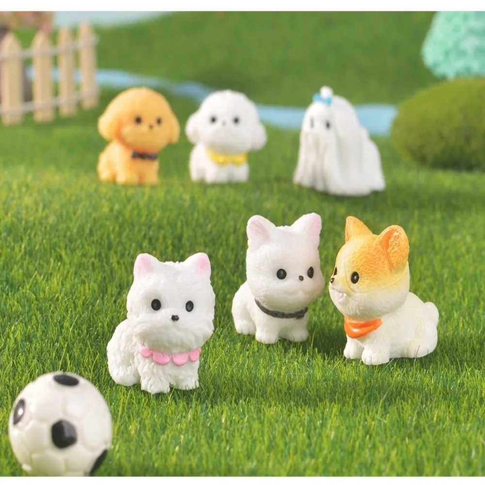14pcs Exquisite Resin Craft Doggy Model Teddy Corgi Mini Dog Ornaments Desktop Decoration Dog Figurine Miniature Landscapes