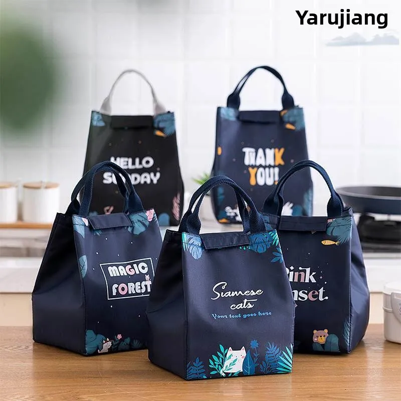 Thickened Aluminum Foil Insulated Lunch Bag Canvas Handbag Portable Bento Box Bag for Students And Office Workers with Lunch ...