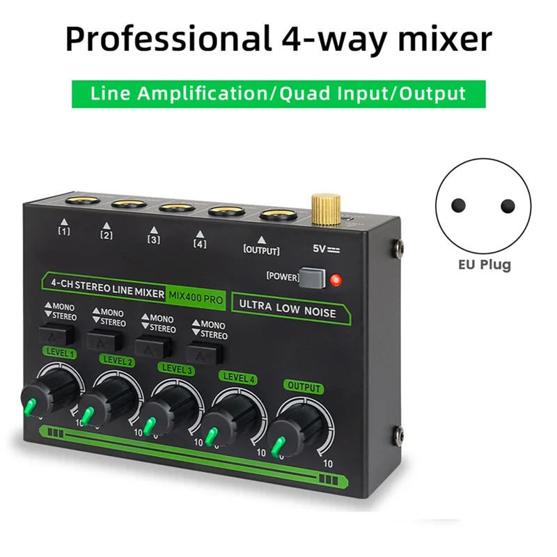 【الكعكة الساخنة】Mix400 Pro 4 قنوات خلاط صوت احترافي مع ضوء RGB خلاط صوت صغير خط خلاط صوت صغير للنادي Ba