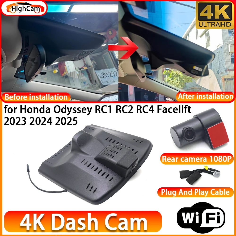 for Honda Odyssey RC1 RC2 RC4 Facelift 2023 2024 2025 OEM 4K DVR Dash Cam Front Rear Camera WiFi Video Recorder Plug and Play