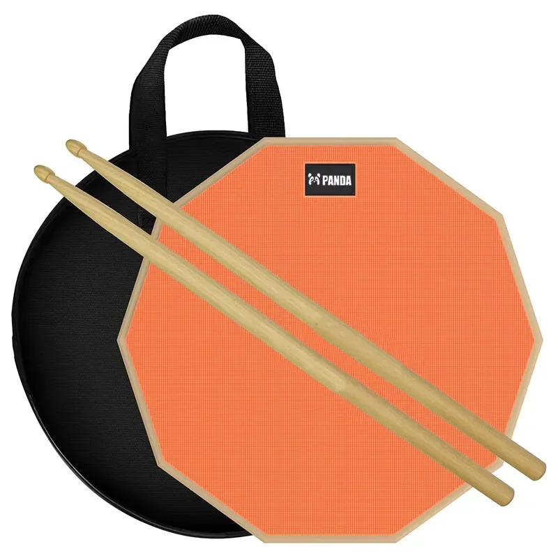 12 Inch Double Sided Silent Drum Pad Practice Set 2 Piece Silicone Drum Stick Wood Black Orange Red Quiet Training Tool for