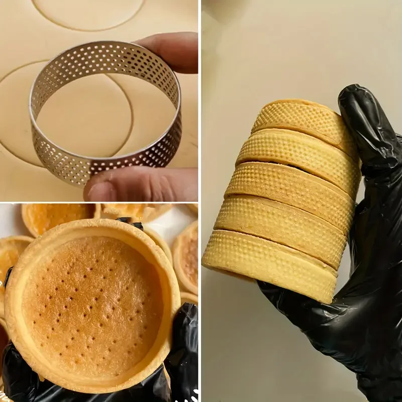 7 قطعة مجموعة حلقات تورتة مثقبة للخبز من الفولاذ المقاوم للصدأ حلقات كعكة مستديرة قالب الحلوى الفرنسية حلقات تورتة الفاكهة الصغيرة قوالب الخبز #4