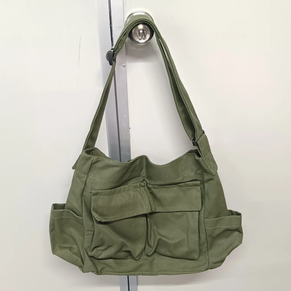 

Холщовая сумка-мессенджер, большая сумка через плечо с несколькими карманами, повседневная сумка через плечо для женщин и мужчин, повседневная рабочая сумка для колледжа