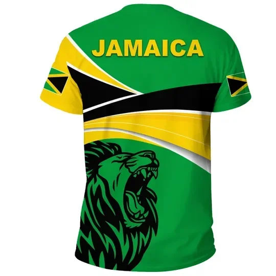 2024 Jamaica Lion Emblem Summer New Fashion 3D Print Tops Tee Tshirt Men Women Short Sleeve T Shirt Streetwear Style