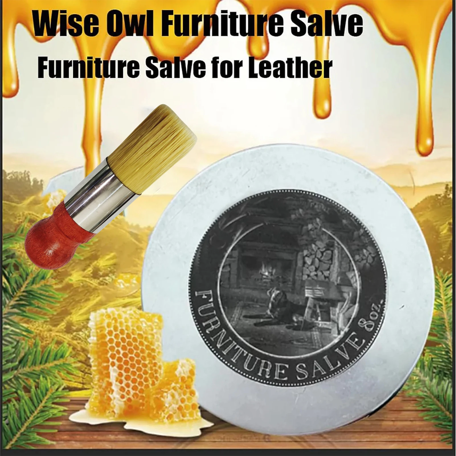 Wise Owl Furniture Salve for Leather with Brush Multipurpose Dried-Out Leather Wood Furniture Oil Cream for Couches Car Seat