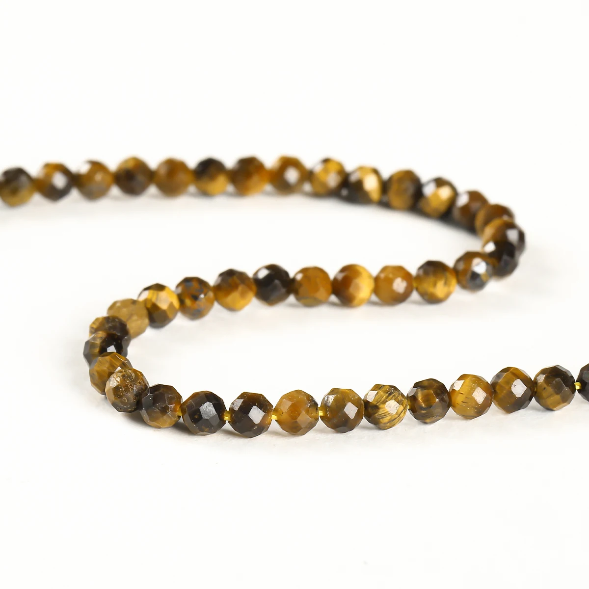 2, 3, 4 mm facettierte natürliche gelbe Tigerauge-Steinperle, rund, lose Distanzperle für Schmuckherstellung, DIY-Halskette, Armband, Zubehör – Detail 3