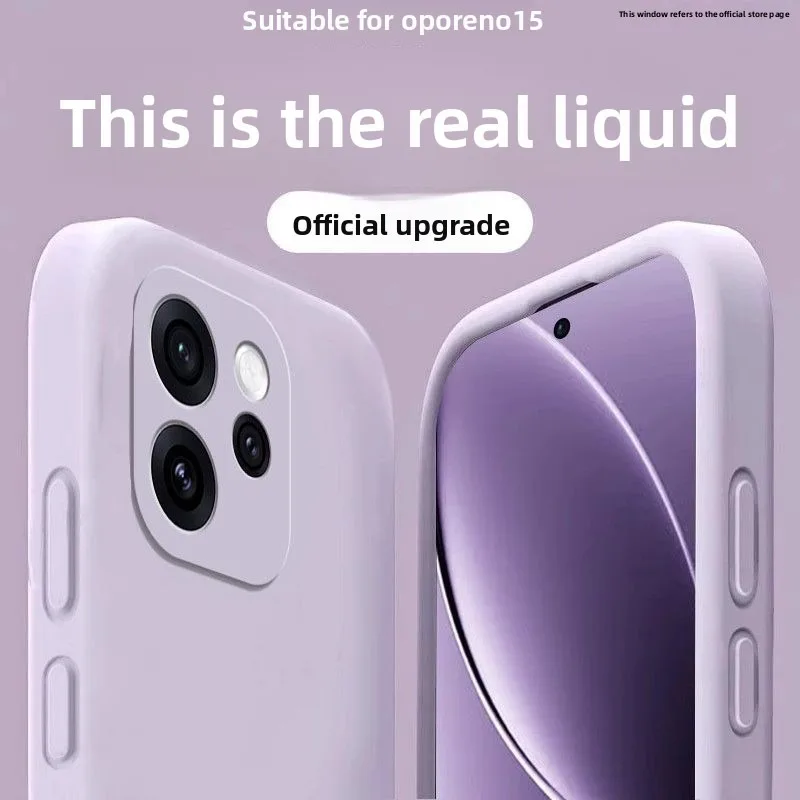 Solid Color Skin-friendly Liquid Silicone Soft Case For OPPO Reno 15 Pro Max 15/14/13 FS/F A6/A5 Pro 4G/5G Lens Shockproof Cover