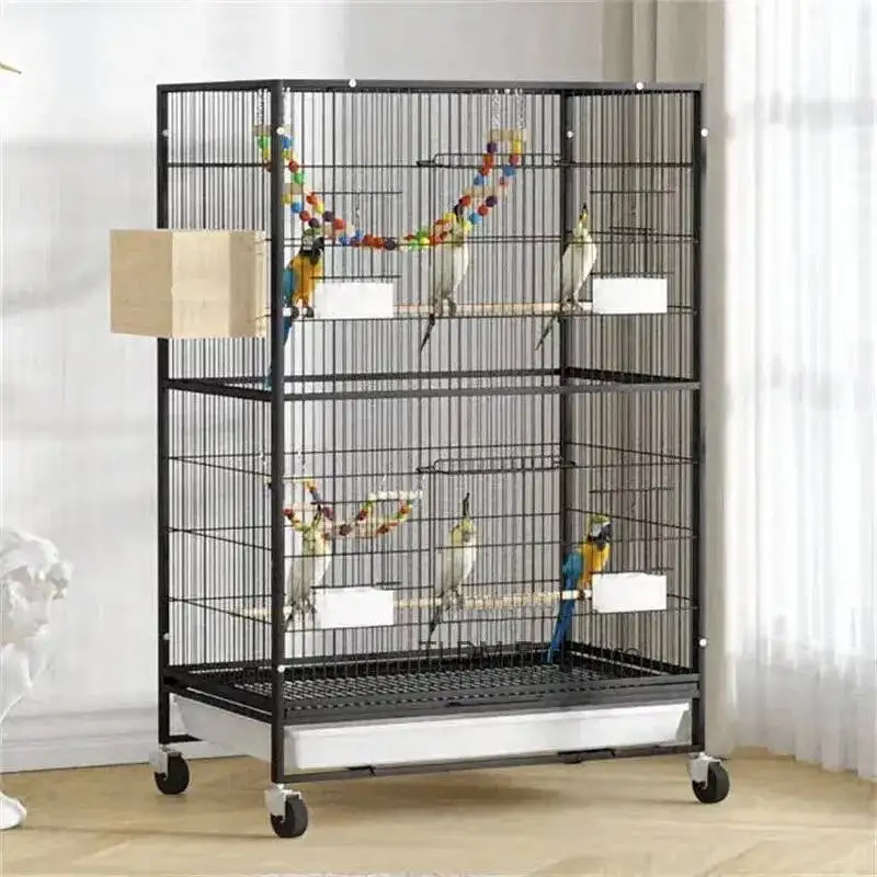 

Space Canary Bird Cage Large Simple Luxury Pet Villa Pigeon Wrought Budgie Parrot Breeding Cage Iron With Wheels Pet Products
