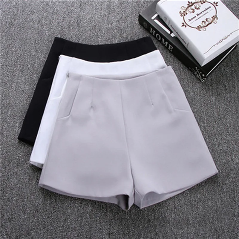 Office Elastic High Waist Shorts Women A-line Short With Belt Wide Leg Loose Short Pants Summer 2024 Harajuku Korean Feminino